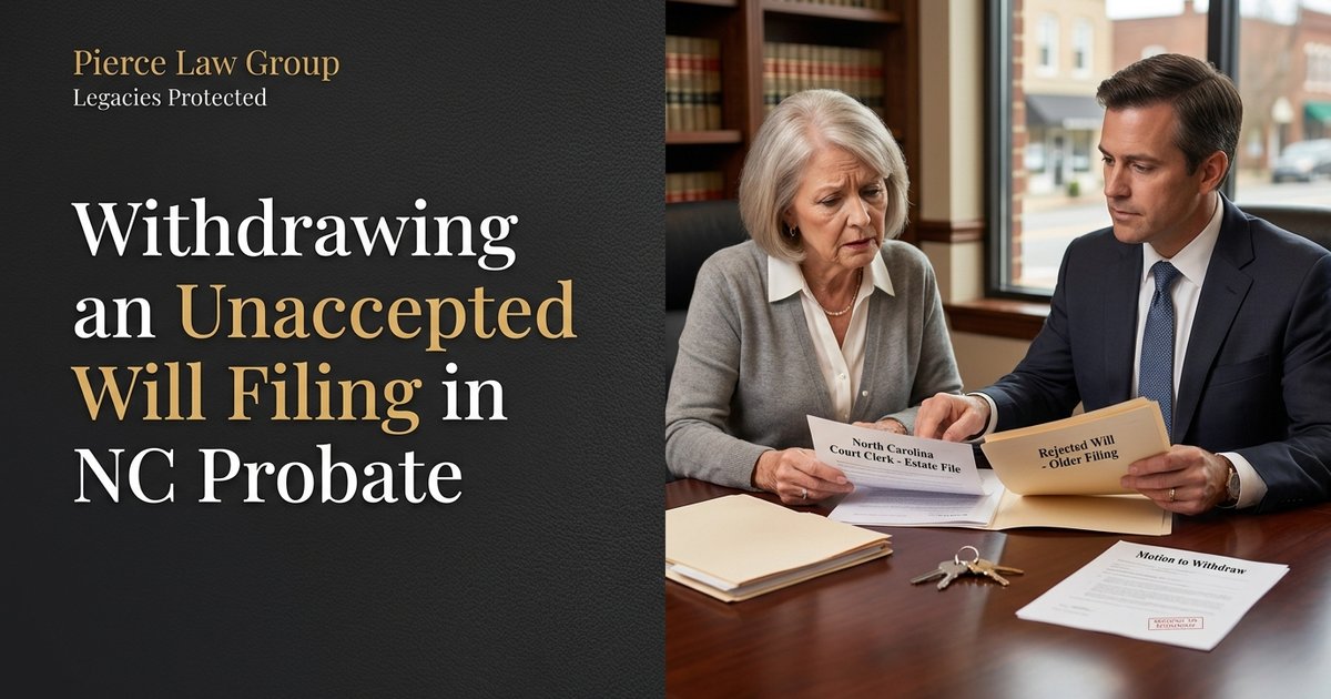 If I previously tried to file an older will that can’t be accepted, how do I withdraw or revoke that filing with the clerk? - NC