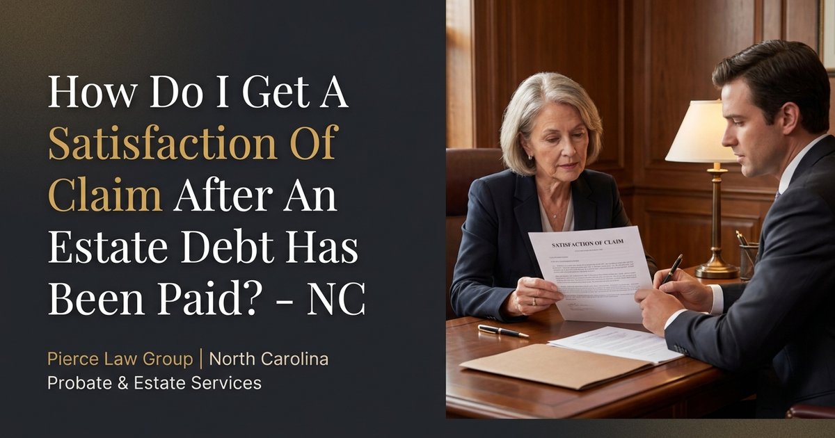 How do I get a satisfaction of claim after an estate debt has been paid? NC