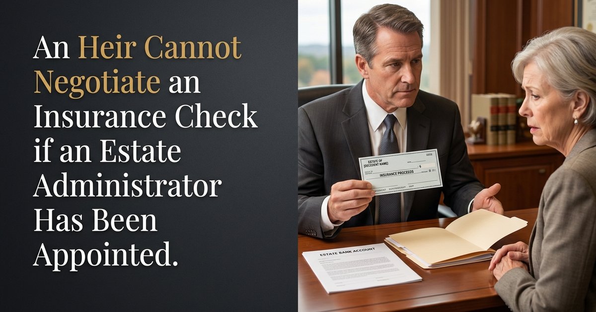 What should I do with an insurance check made payable after a parent dies if an estate administrator has already been appointed? - NC