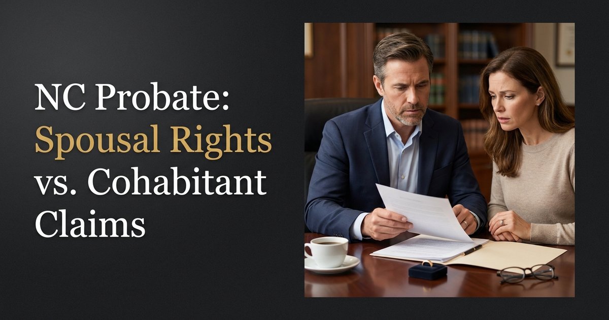 What happens to my inheritance rights if another person was living with my spouse and claimed the estate? NC