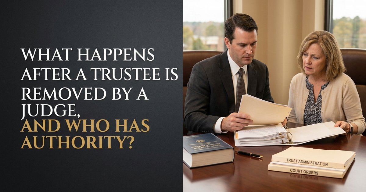 What happens after a trustee is removed by a judge, and who has authority to manage the trust in the meantime? - NC