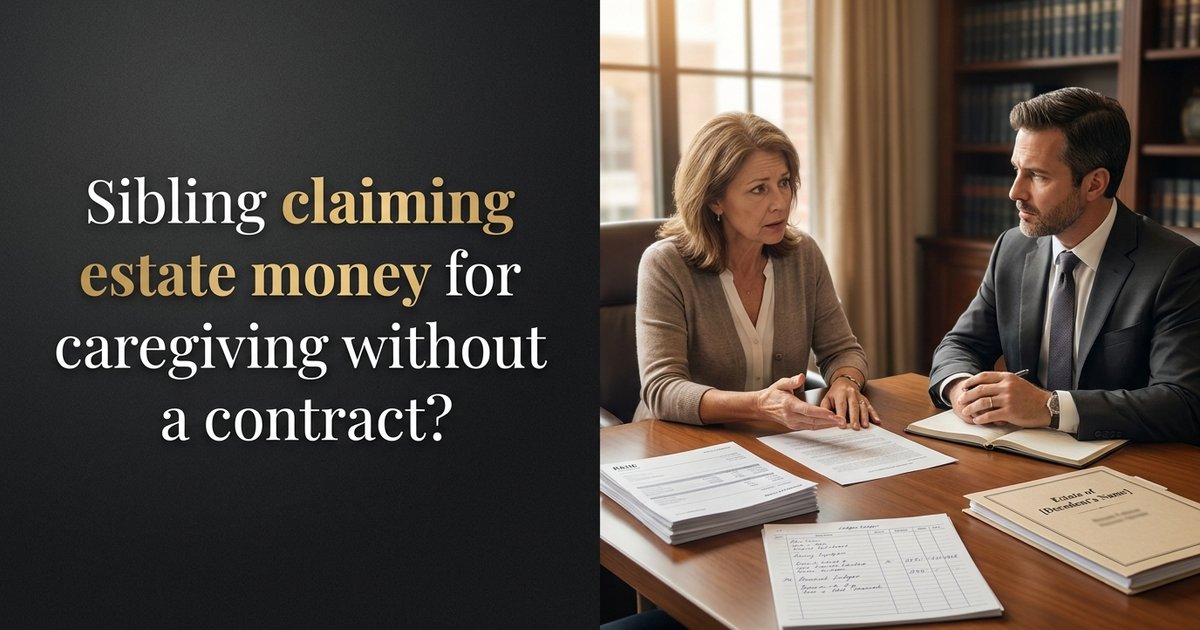 Can a sibling claim estate money as payment for caregiving if there was never a written contract or formal employment arrangement? NC