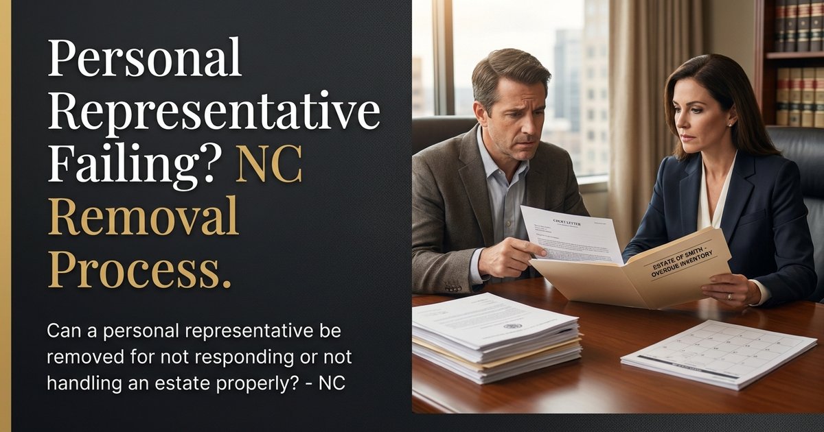 Can a personal representative be removed for not responding or not handling an estate properly? NC