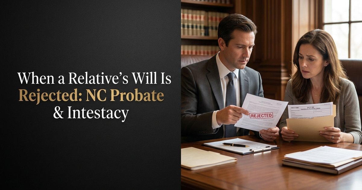 What happens if a relative's will cannot be accepted because there are problems with the witnesses or the document? NC
