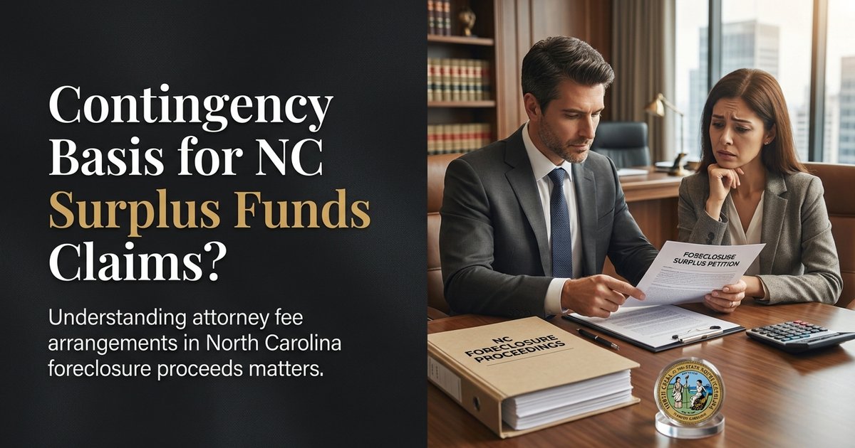 What does it mean if a surplus funds case is handled on a contingency basis? NC