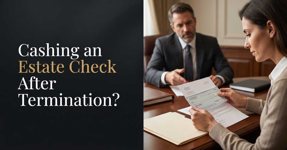 What is the check for, and does cashing it affect any remaining rights or responsibilities in the estate process? NC