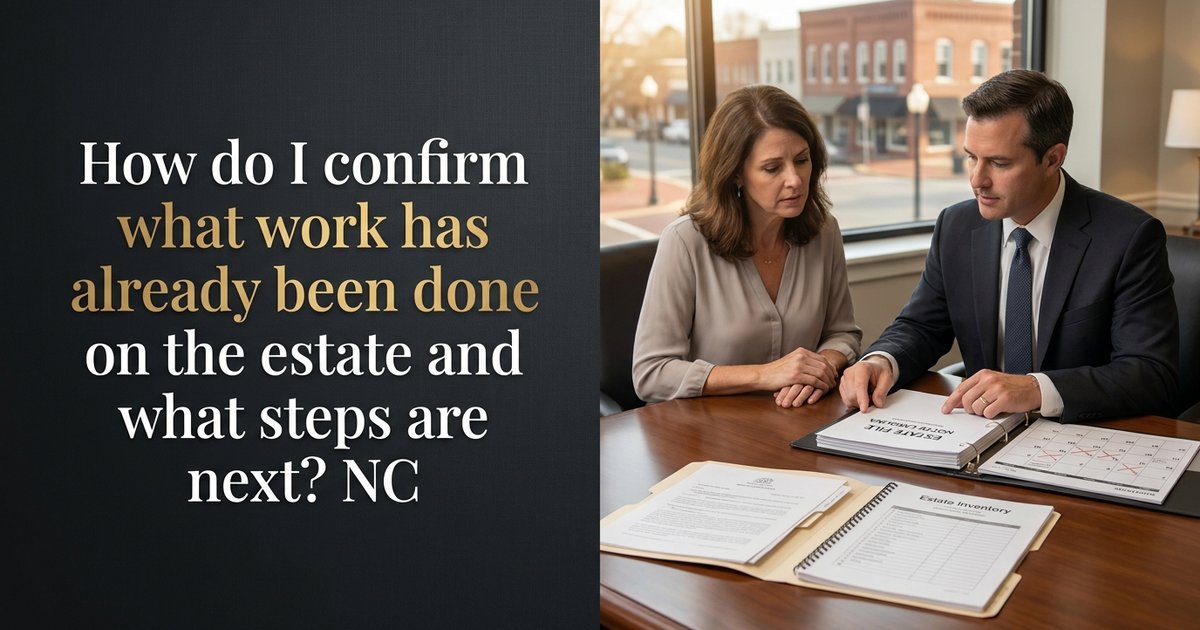How do I confirm what work has already been done on the estate and what steps are next? NC
