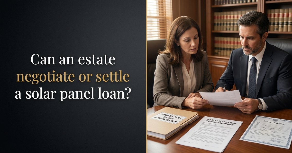 Can an estate negotiate or settle a solar panel loan when the estate can’t afford to pay the full balance? NC
