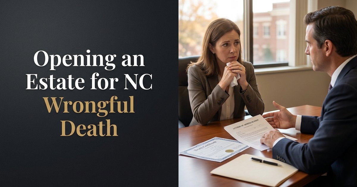 How do I open an estate so I can pursue a wrongful death case for my spouse? NC