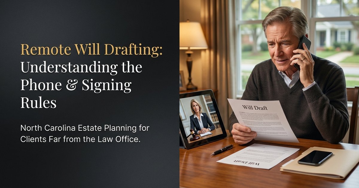 Can I complete the will-drafting process by phone if I live far from the law office? NC
