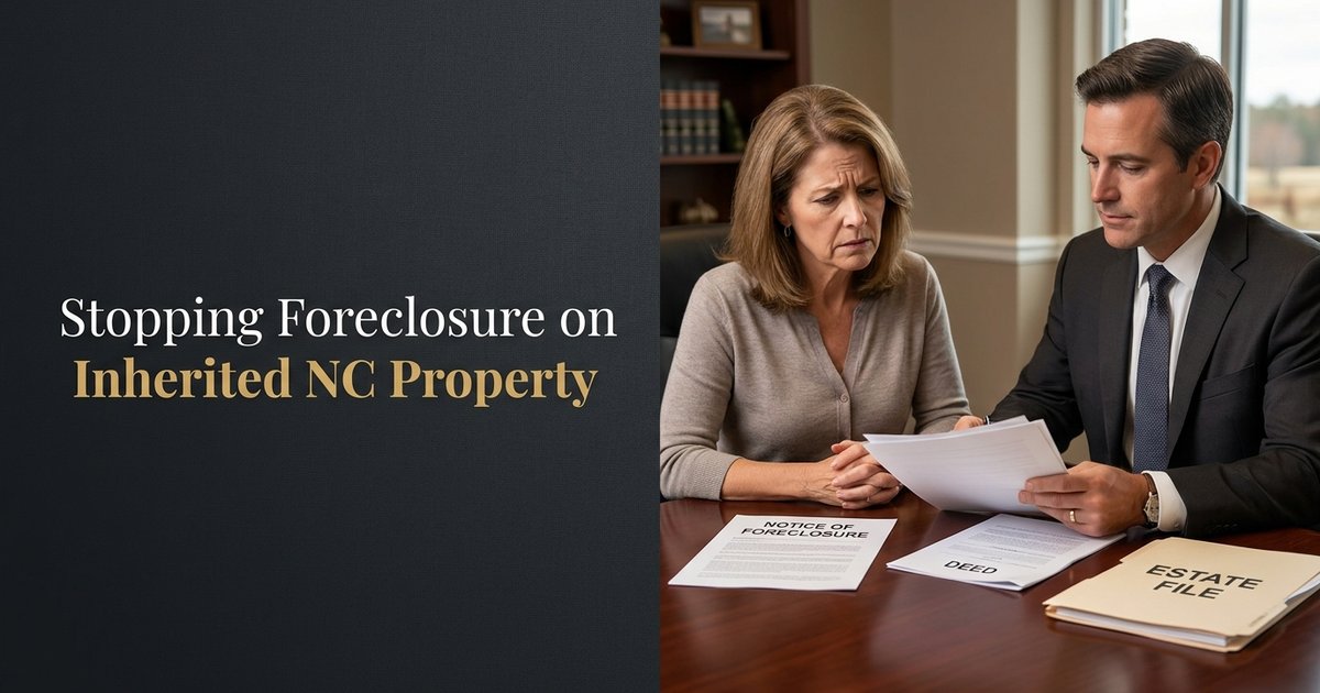 What steps are involved in opening an estate so we can deal with the lender and stop or delay the foreclosure? NC