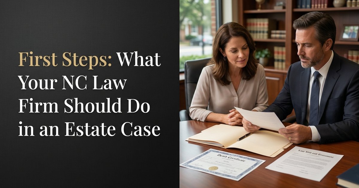 What should I expect the law firm to do first in my estate case? NC