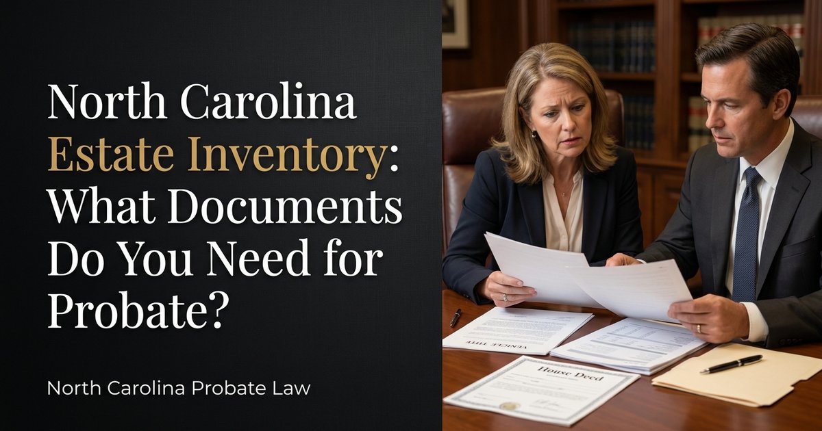 What information do I need to gather to complete the estate inventory for bank accounts, investments, vehicles, and real estate? NC