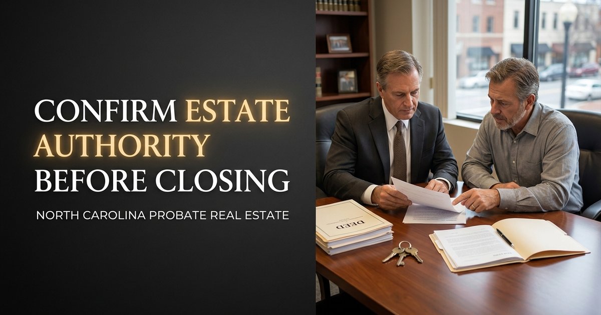 How do we confirm the estate has authority to sell or transfer the property before closing? NC