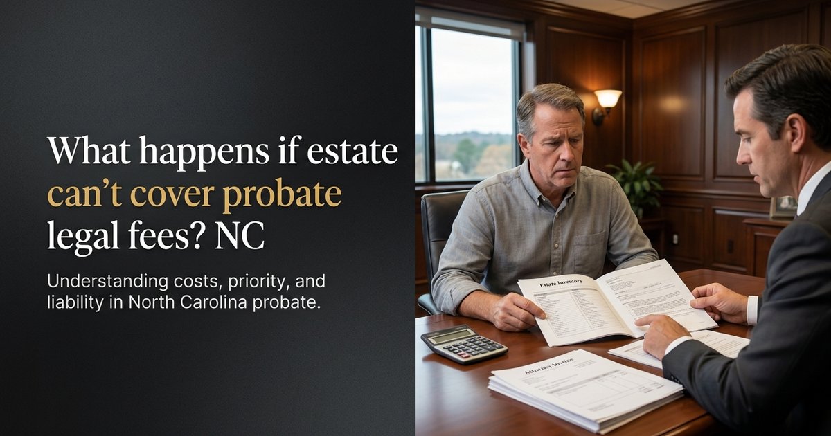 What happens if the estate doesn’t have enough money to cover the legal fees and costs of probate? NC