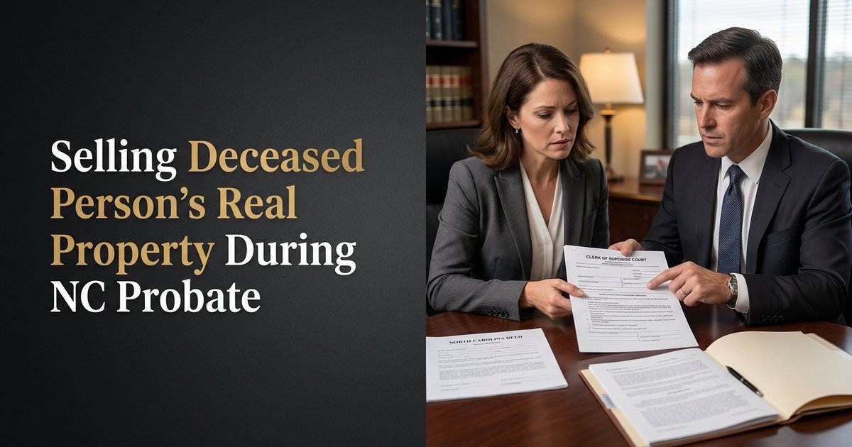 How do we get a deceased person’s real property treated as part of the estate so it can be sold during probate? NC
