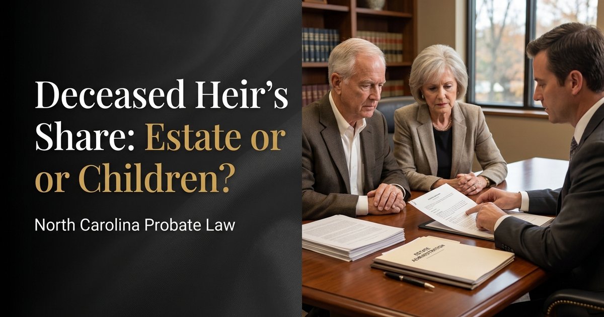 Does the deceased heir’s share go directly to their children, or does it go to the deceased heir’s estate first? NC