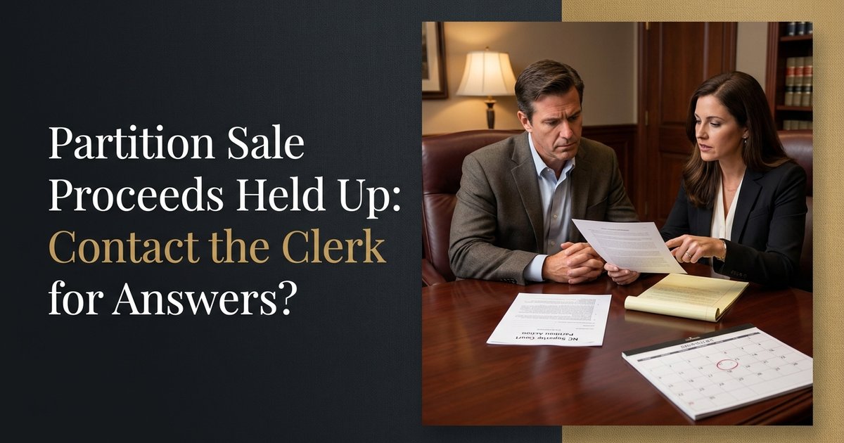 Can I contact the clerk directly to ask why my share of the property sale proceeds has not been released? NC