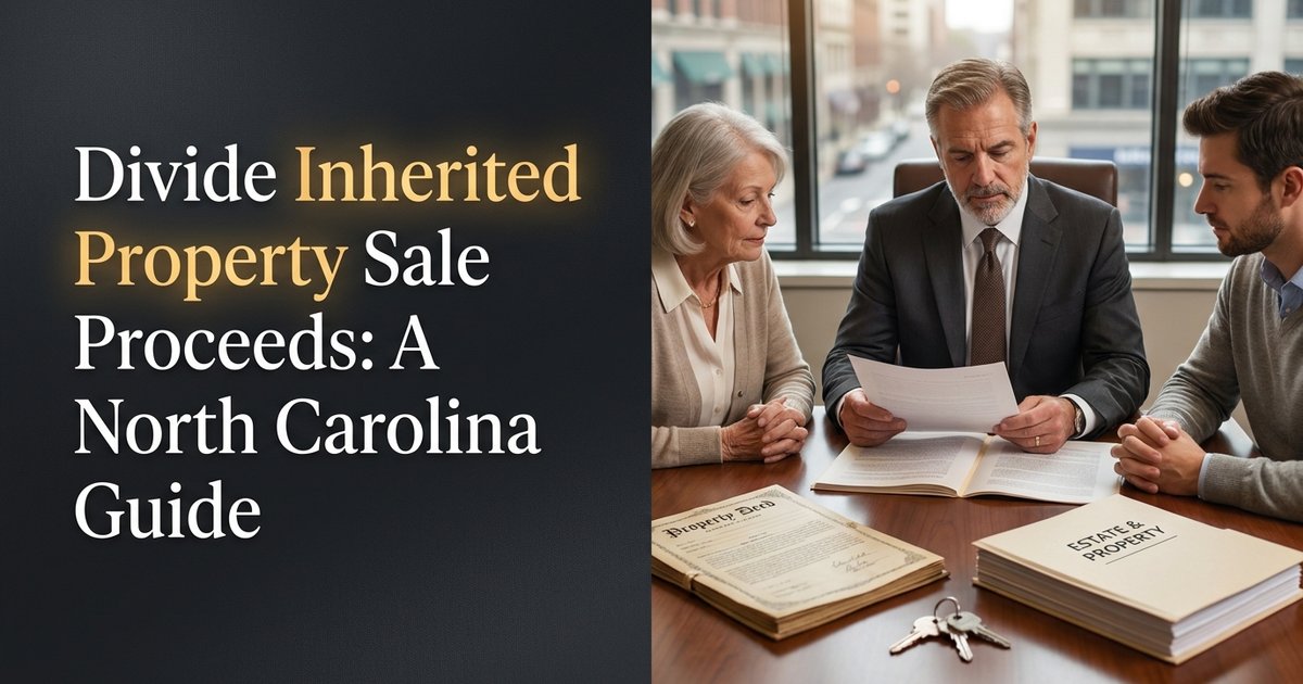 How are sale proceeds and closing costs usually divided when inherited property is sold by co-owners? NC