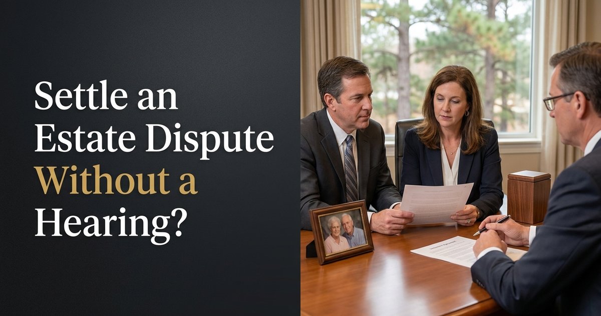 Can I settle an estate dispute with my sibling without going to a hearing? NC