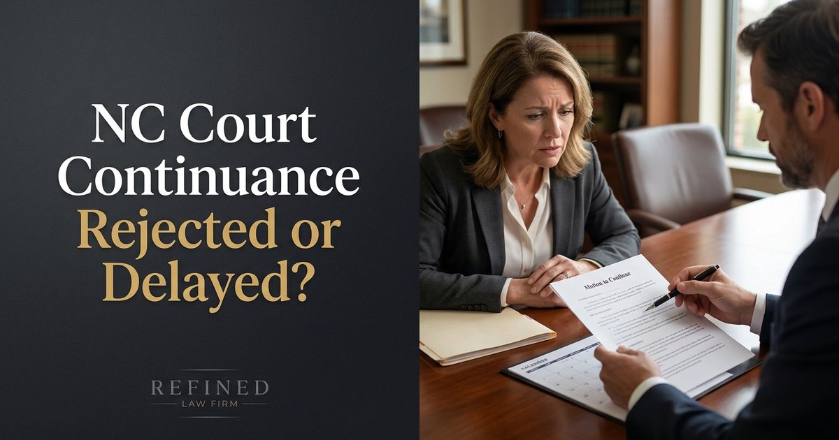 Can the court reject or delay processing a continuance request if it was accepted but not routed for review and signature? NC