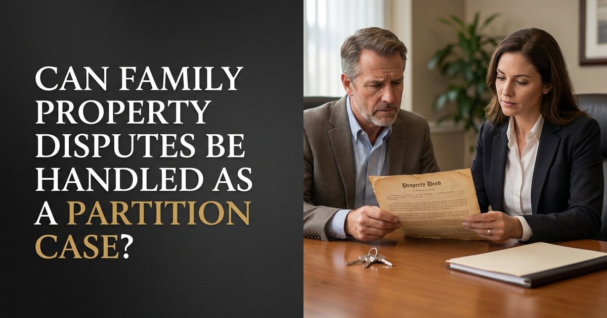 Can a co-owned property dispute be handled as a partition case even if it comes out of a family law conflict? NC