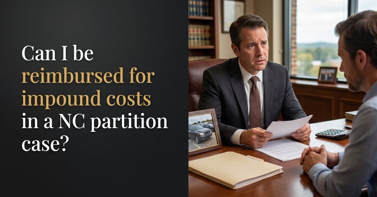 Can I be reimbursed for costs I paid to recover an impounded vehicle tied to the property, and how would that be handled in the case? NC