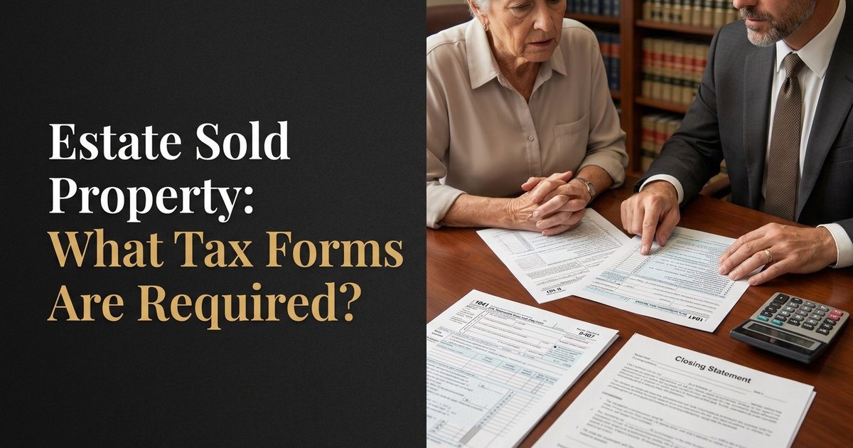 What tax forms are typically required when an estate sells real property before the estate is closed? NC