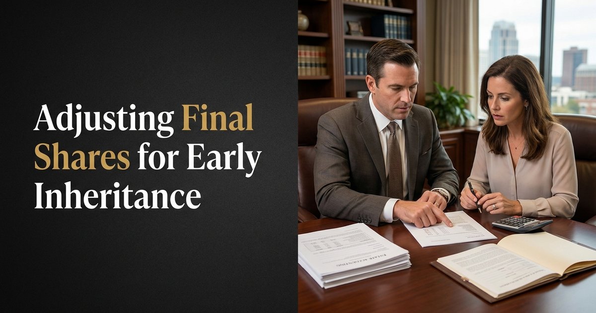 How are inheritance shares calculated when one heir already received early distributions from the estate? NC