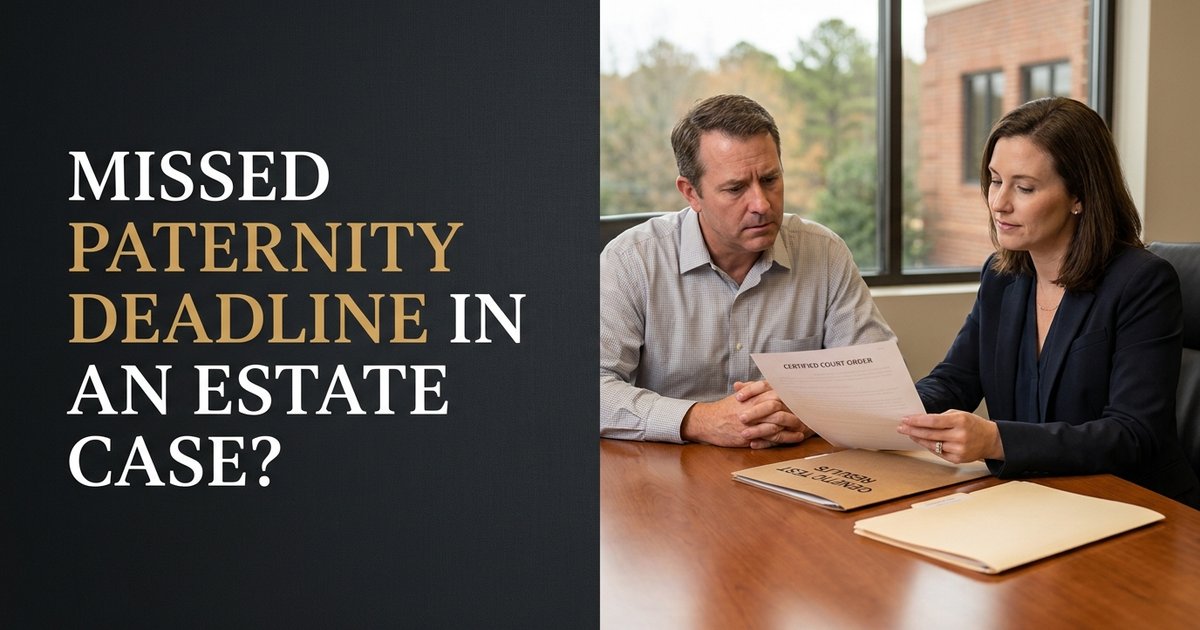 What happens if I miss a court deadline to prove paternity in an estate case? NC