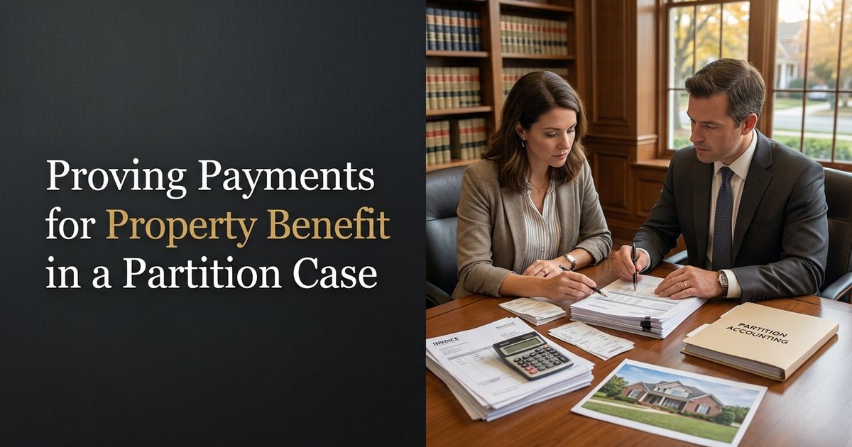 How do I prove that payments I made were for the benefit of the property in a partition case? NC