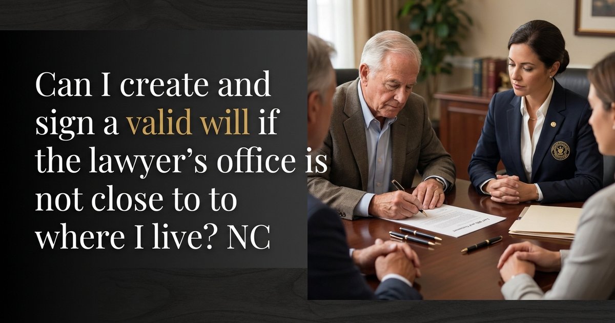 Can I create and sign a valid will if the lawyer’s office is not close to where I live? NC