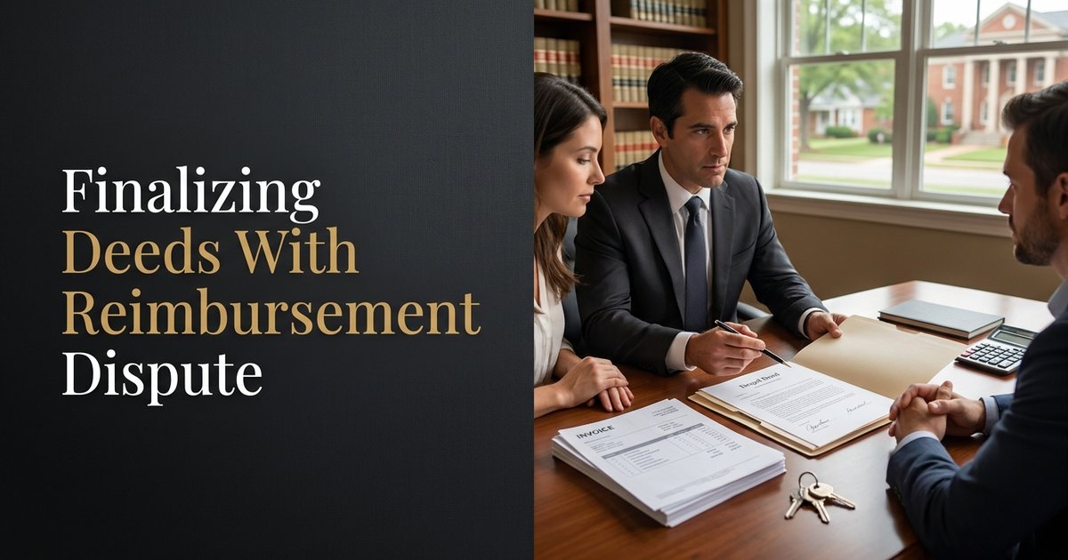 How do we finalize a property division agreement once the deeds are signed but there is still a dispute over reimbursement? NC