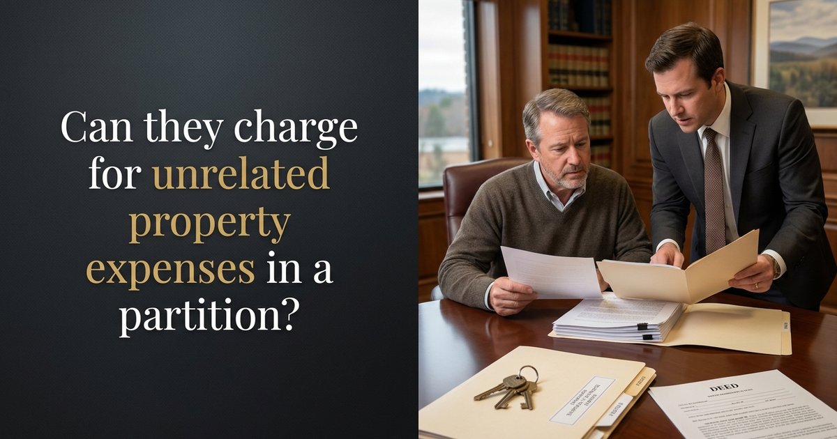 Can the other side charge me for expenses that seem to relate to a different property than the land we are dividing? NC