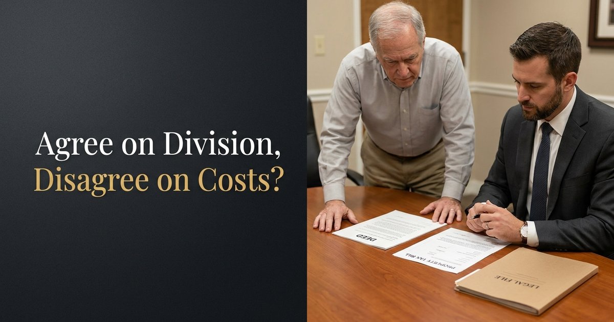 What happens if family members agree on dividing inherited property but still disagree about taxes and other carrying costs? - NC