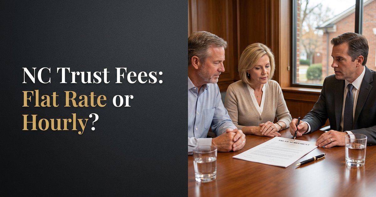 Do you charge a flat fee or an hourly rate to draft a trust? NC