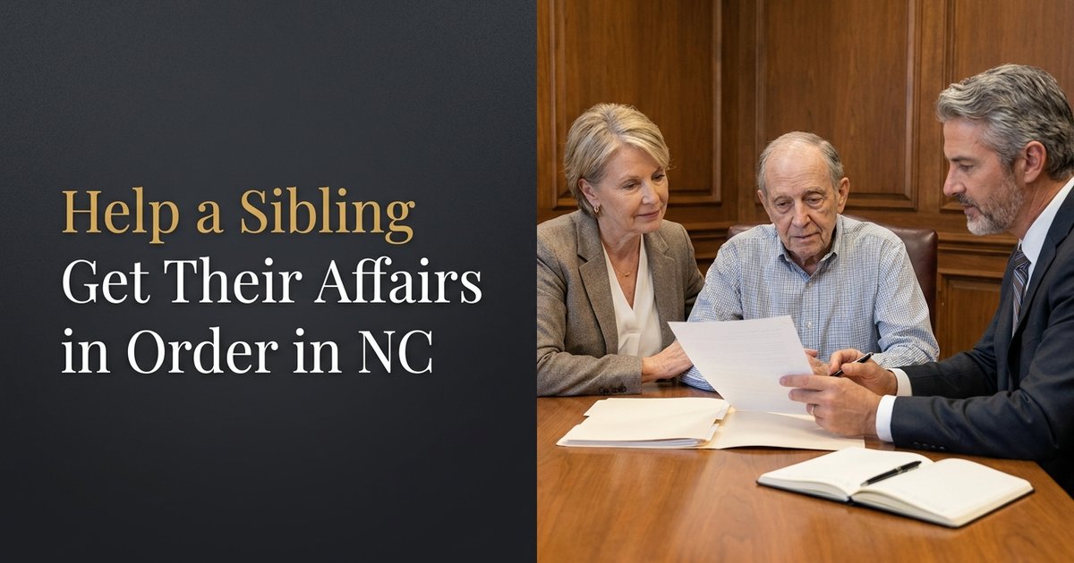 How do I help my sibling get their estate and affairs in order when they have medical issues? NC