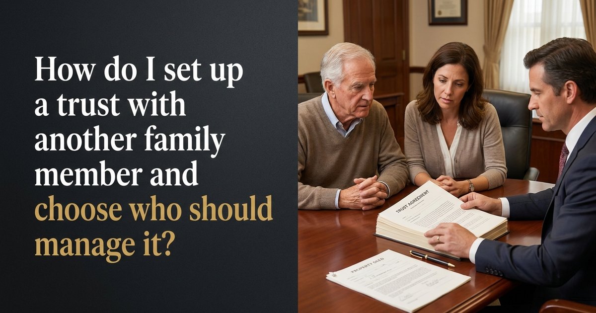 How do I set up a trust with another family member and choose who should manage it if something happens to us? NC