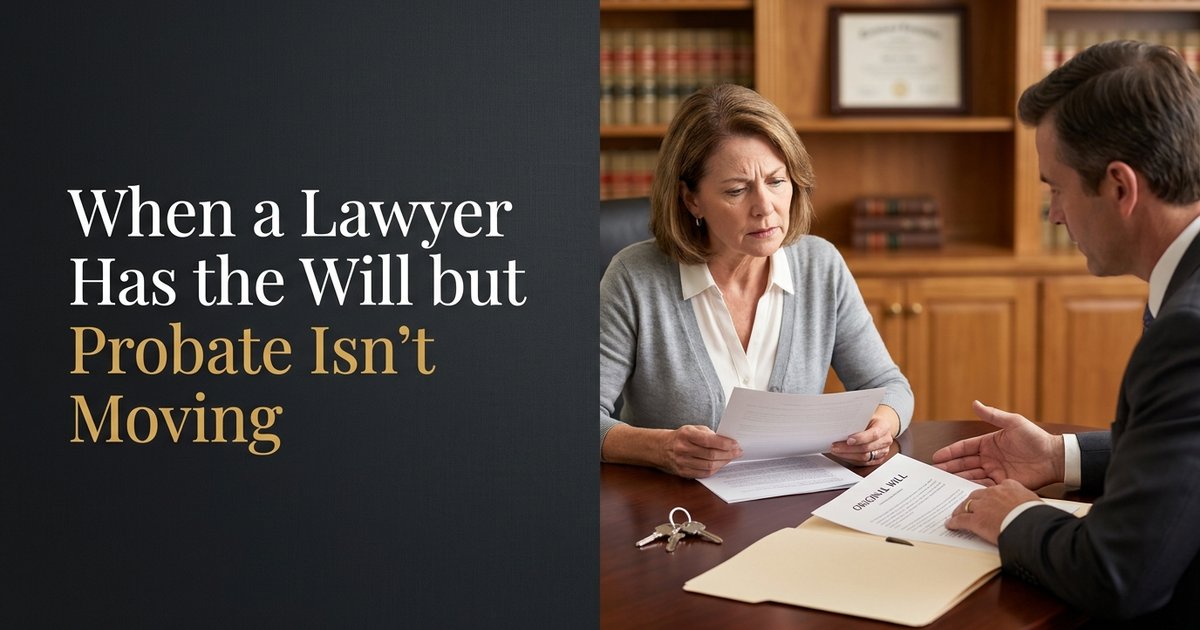What can I do if a lawyer took possession of the original will and estate keys but never moved the probate case forward? NC