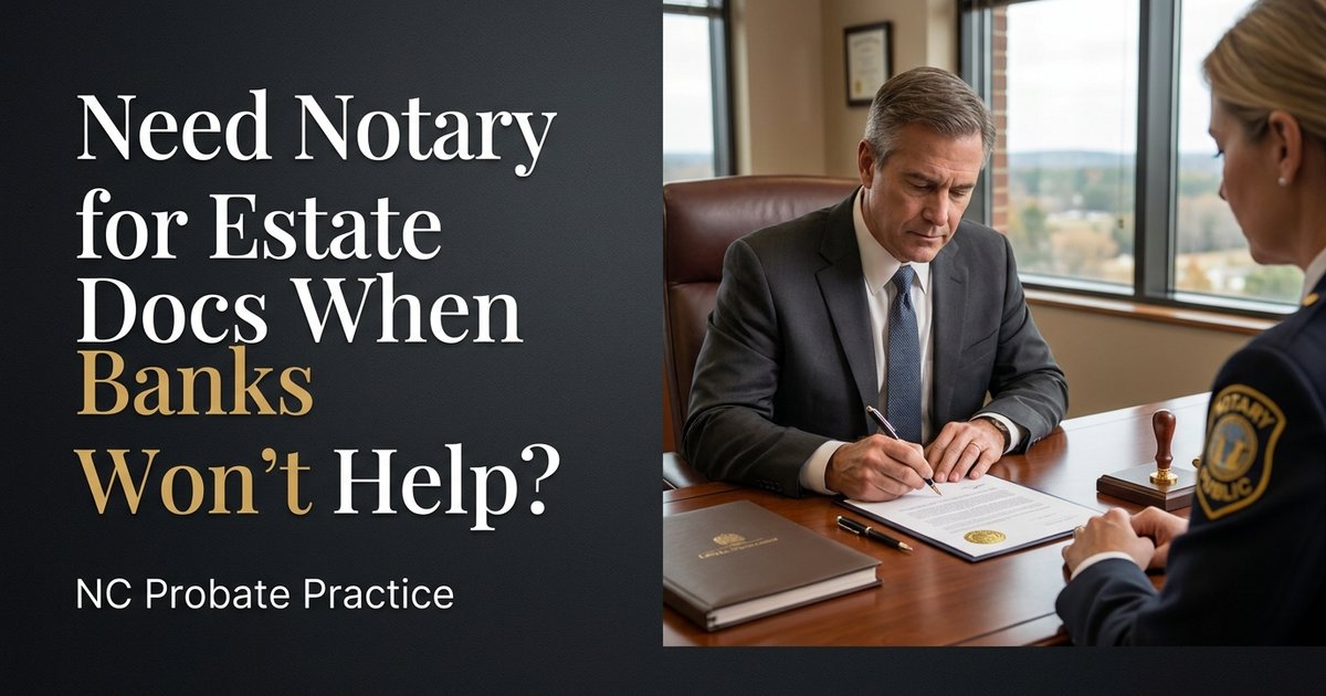 How do I get estate documents notarized if local banks and public offices will not handle them? NC