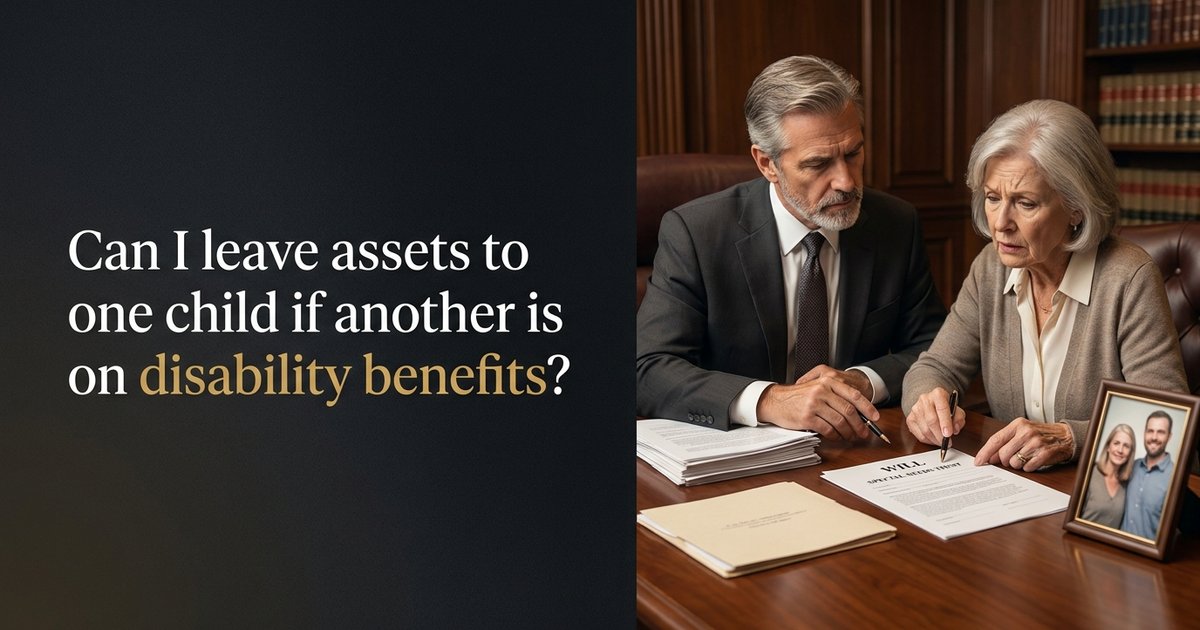 Can a parent leave assets to one child if another child does not want an inheritance because of disability benefits? NC