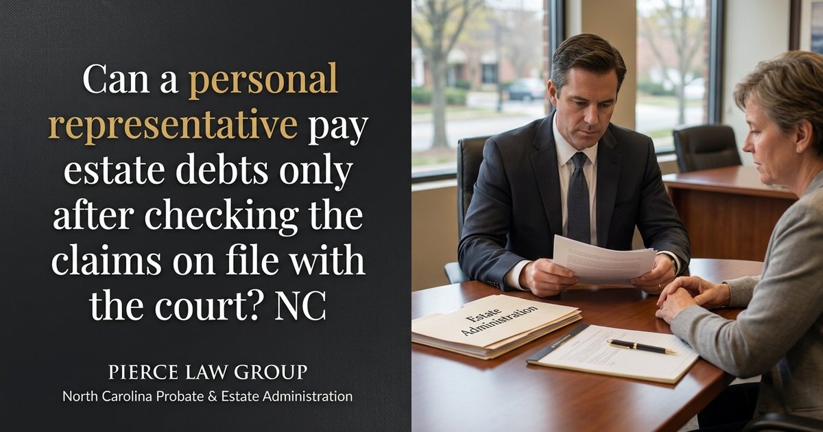 Can a personal representative pay estate debts only after checking the claims on file with the court? NC