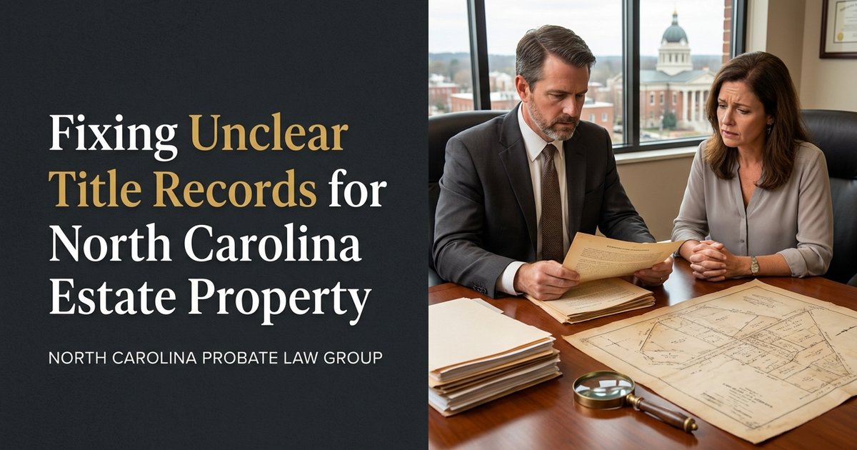What should be done if title records for estate property appear incomplete or unclear? NC