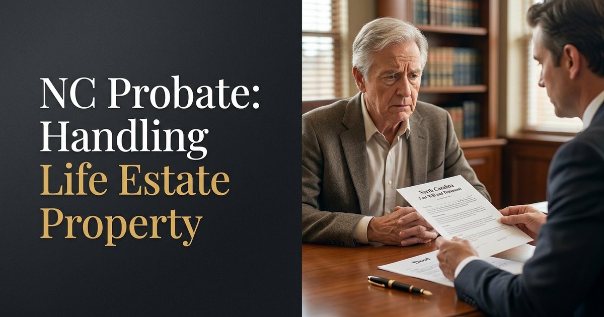 What happens to property with a life estate when an estate is being handled? NC
