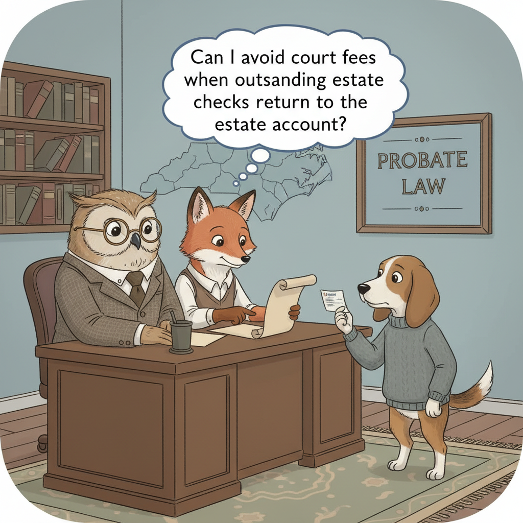 Can I avoid court fees when outstanding estate checks return to the estate account?
