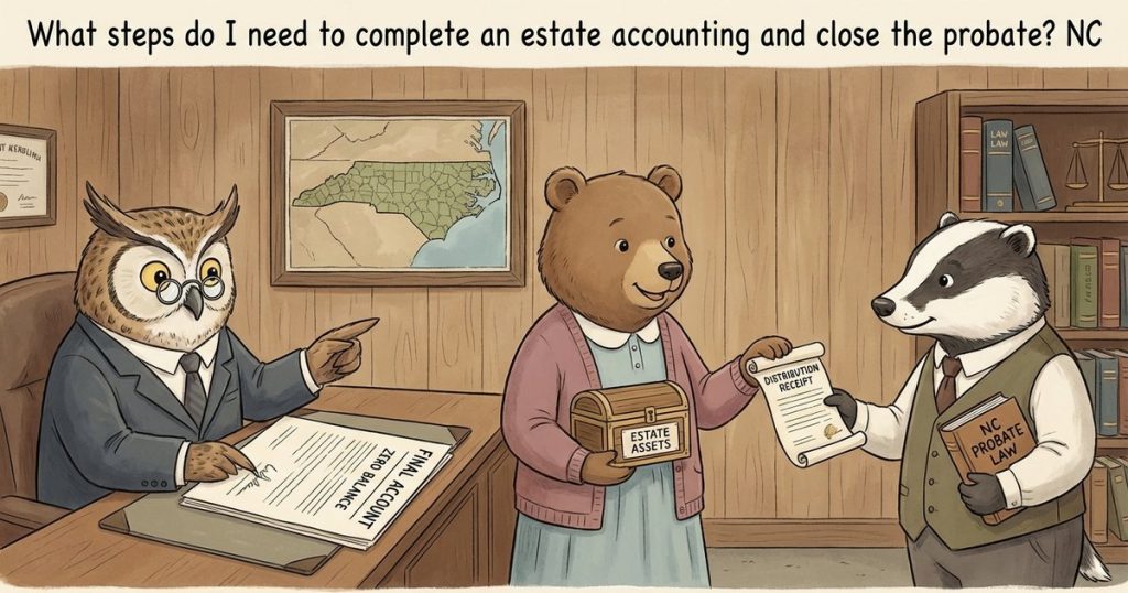What steps do I need to complete an estate accounting and close the probate? NC