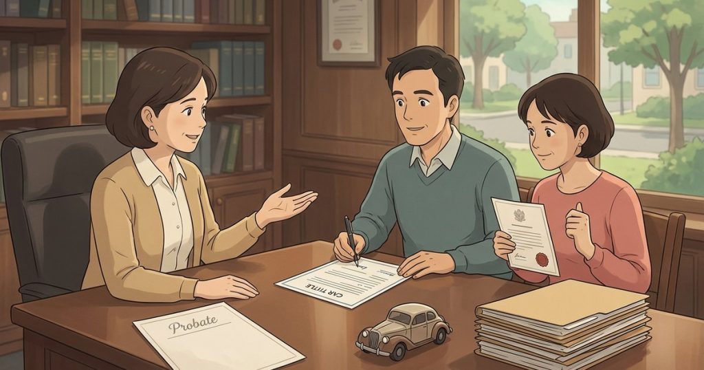 What steps transfer a deceased person’s vehicle to a relative when another heir must consent? NC
