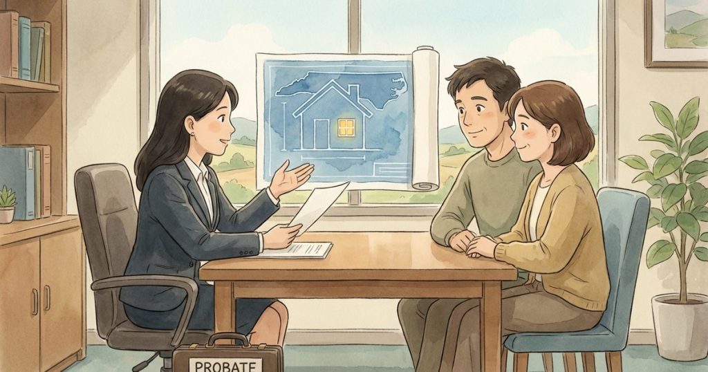 What happens to a house titled in the decedent’s name when a family member is living there, and does it have to be sold as part of the estate? nc