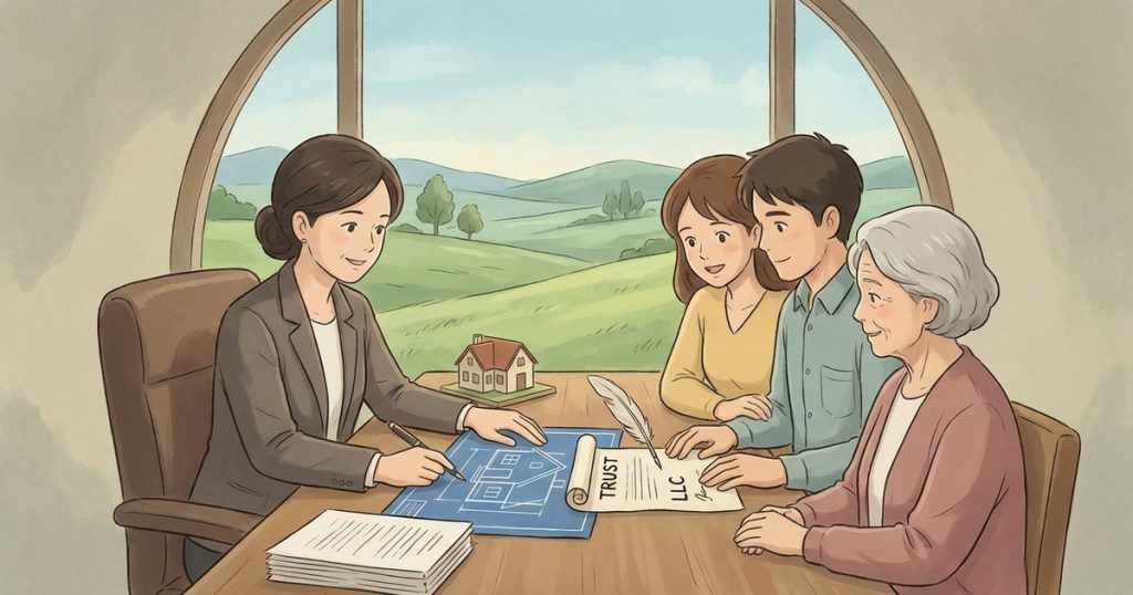 How do I deed the inherited home into a trust or LLC, and is it better to do this before or after the estate closes? nc