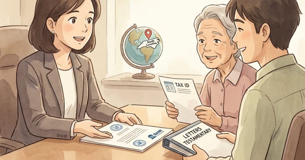 How can I open an estate bank account as the executor, and what documents do banks usually require? nc